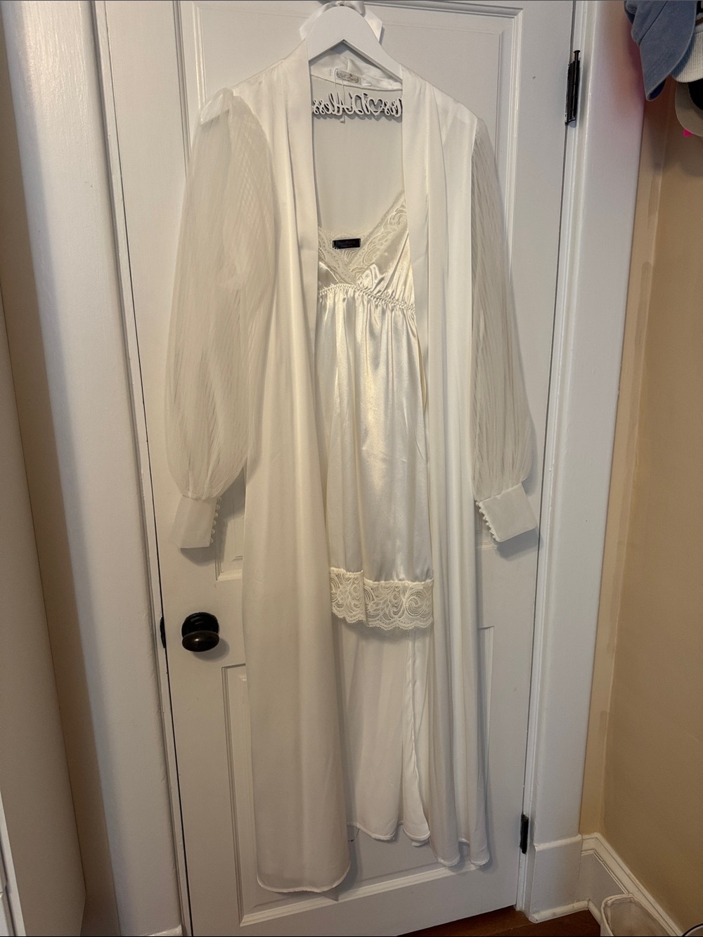 Bridal Getting Ready Robe & Lace Slip Dress Set White Ivory